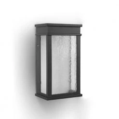 1-Light Black Integrated LED Outdoor Wall Lantern Sconce with Dusk to Dawn Feature by LUTEC
