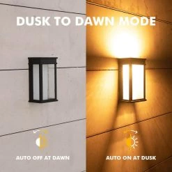 1-Light Black Integrated LED Outdoor Wall Lantern Sconce with Dusk to Dawn Feature by LUTEC -Deals BEYOND LED TECHNOLOGY Store black lutec outdoor sconces 5104101 fa 1000