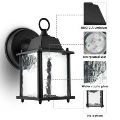 1-Light Black Integrated LED Outdoor Wall Lantern Sconce (2-Pack) by LUTEC -Deals BEYOND LED TECHNOLOGY Store black lutec outdoor sconces 5180405012 4f 1000
