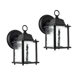 1-Light Black Integrated LED Outdoor Wall Lantern Sconce (2-Pack) by LUTEC