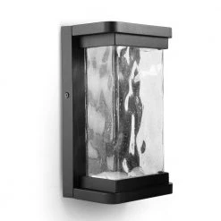 1-Light Black Integrated LED Outdoor Sconce Wall Light with Dusk to Dawn by LUTEC