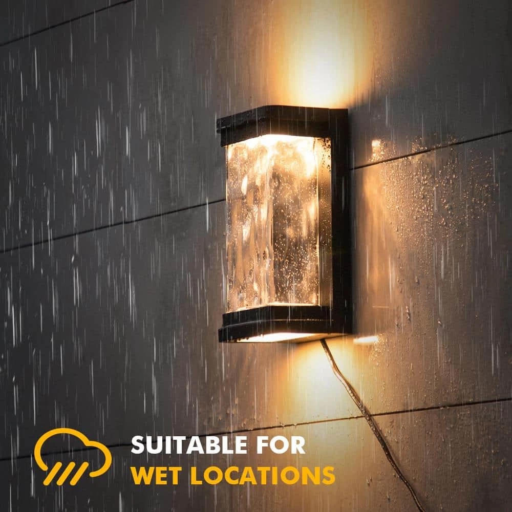 1-Light Black Integrated LED Outdoor Sconce Wall Light with Dusk to Dawn by LUTEC 10 1-Light Black Integrated LED Outdoor Sconce Wall Light with Dusk to Dawn by LUTEC - Image 8