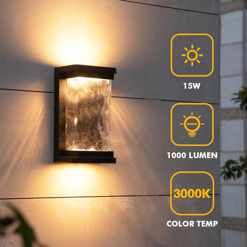 1-Light Black Integrated LED Outdoor Sconce Wall Light with Dusk to Dawn by LUTEC 5 1-Light Black Integrated LED Outdoor Sconce Wall Light with Dusk to Dawn by LUTEC - Image 3