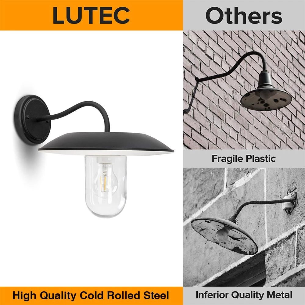 1-Light Black Solar Outdoor Barn Light Sconce with Dusk to Dawn by LUTEC 5 1-Light Black Solar Outdoor Barn Light Sconce with Dusk to Dawn by LUTEC - Image 3