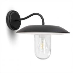 1-Light Black Solar Outdoor Barn Light Sconce with Dusk to Dawn by LUTEC