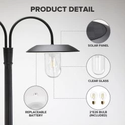 2-Light Black Cast Aluminum Solar Powered Outdoor Weather Resistant Post Light Set with LED Bulbs Included by LUTEC -Deals BEYOND LED TECHNOLOGY Store black lutec post light sets 6940004012 4f 1000