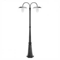 2-Light Black Cast Aluminum Solar Powered Outdoor Weather Resistant Post Light Set with LED Bulbs Included by LUTEC