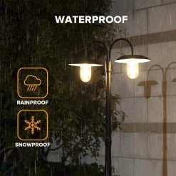 2-Light Black Cast Aluminum Solar Powered Outdoor Weather Resistant Post Light Set with LED Bulbs Included by LUTEC -Deals BEYOND LED TECHNOLOGY Store black lutec post light sets 6940004012 76 1000