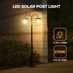 2-Light Black Cast Aluminum Solar Powered Outdoor Weather Resistant Post Light Set with LED Bulbs Included by LUTEC -Deals BEYOND LED TECHNOLOGY Store black lutec post light sets 6940004012 d4 1000