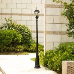 Single Head 1-Light Black Outdoor Post Lantern by LUTEC -Deals BEYOND LED TECHNOLOGY Store black lutec post light sets 7199601012 e1 1000