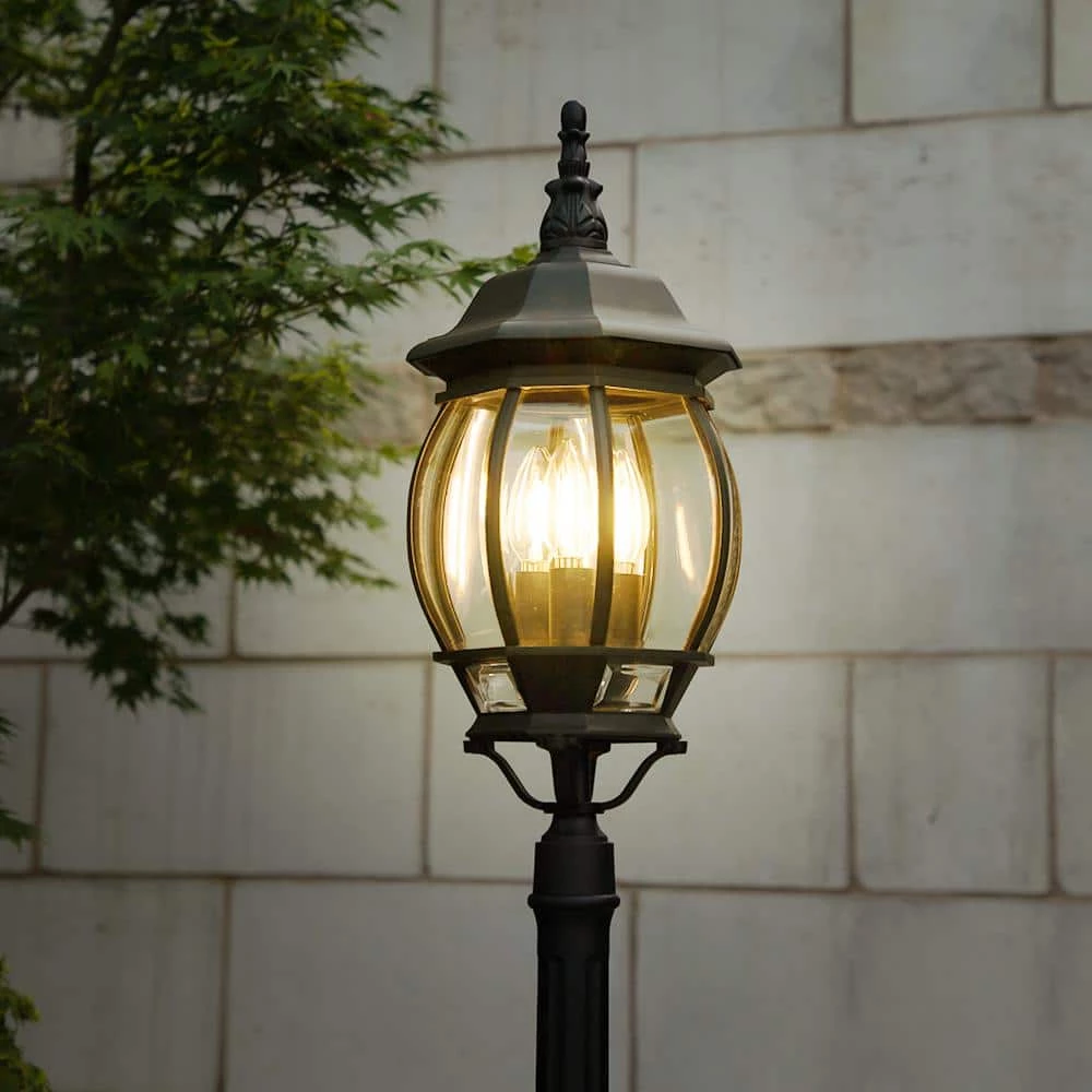 Single Head 3-Light Black Outdoor Post Lantern by LUTEC 8 Single Head 3-Light Black Outdoor Post Lantern by LUTEC - Image 6