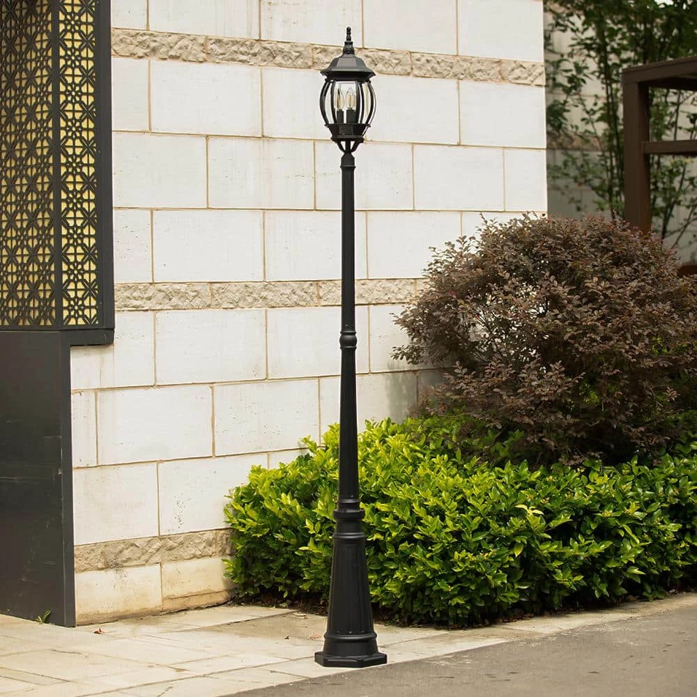 Single Head 3-Light Black Outdoor Post Lantern by LUTEC 5 Single Head 3-Light Black Outdoor Post Lantern by LUTEC - Image 3
