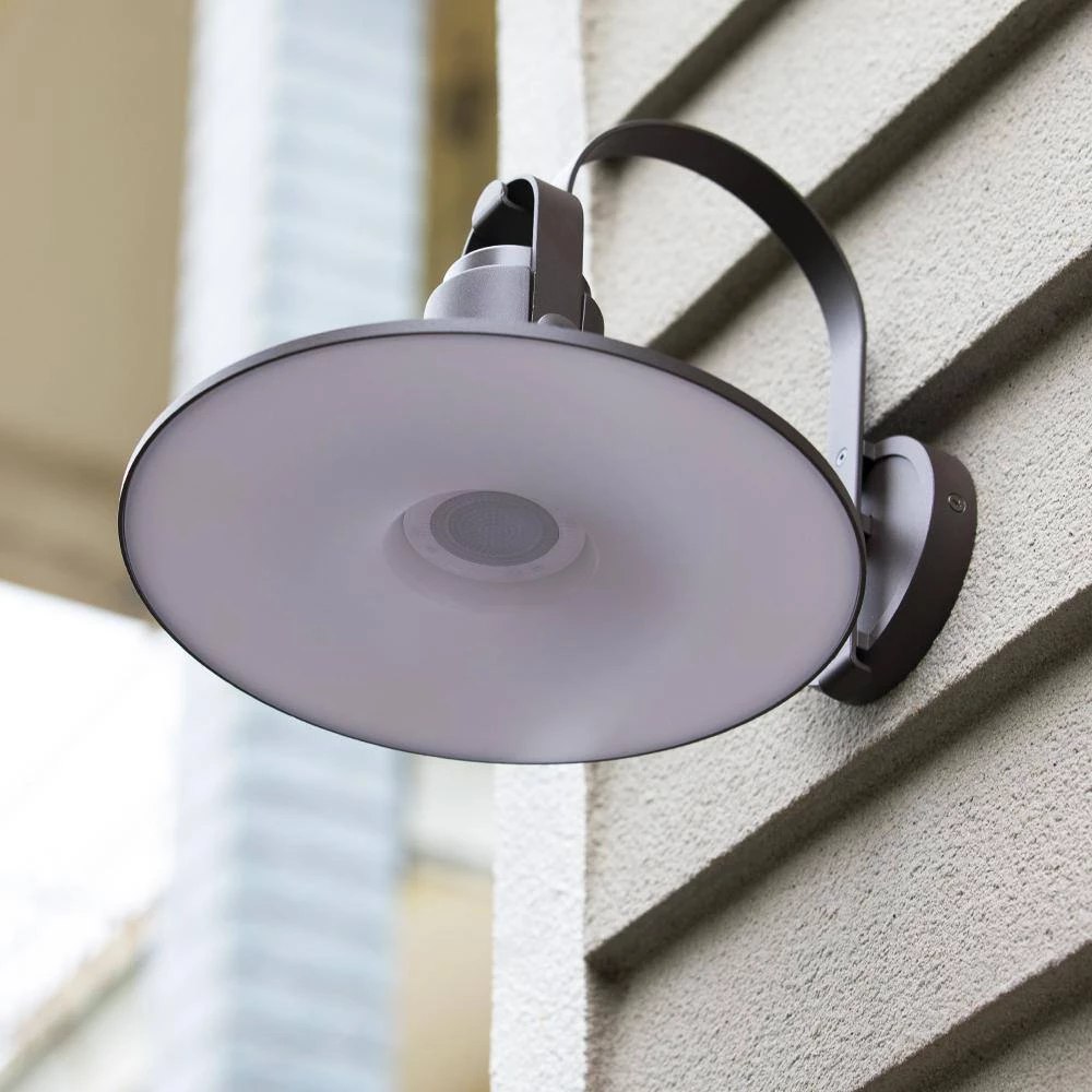 1-Light Bronze LED Outdoor Barn Light Wall Sconce with Bluetooth Speaker by LUTEC 5 1-Light Bronze LED Outdoor Barn Light Wall Sconce with Bluetooth Speaker by LUTEC - Image 3