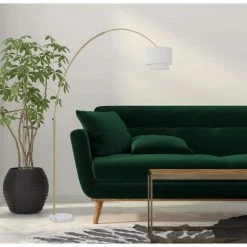 Arched 74 in. Gold Floor Lamp with Fabric Shade by AF Lighting 9 Arched 74 in. Gold Floor Lamp with Fabric Shade by AF Lighting -Deals BEYOND LED TECHNOLOGY Store brushed gold af lighting floor lamps 9125 fl 1f 1000