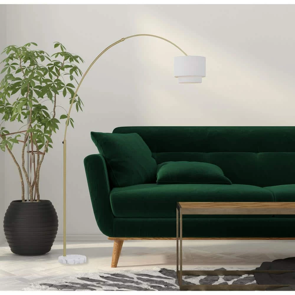 Arched 74 in. Gold Floor Lamp with Fabric Shade by AF Lighting 6 Arched 74 in. Gold Floor Lamp with Fabric Shade by AF Lighting - Image 4