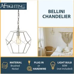 Bellini 1-Light Nickel Pendant by AF Lighting -Deals BEYOND LED TECHNOLOGY Store brushed nickel af lighting chandeliers 9134 1p 40 1000