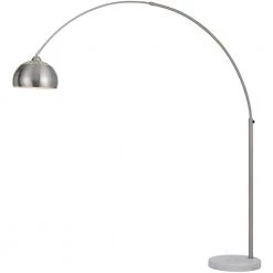 Orb Floor Lamp with Adjustable Height and Width, Modern, Marble Base, 1-100W Edison Bulb, Plug-In, Brushed Nickel by AF Lighting