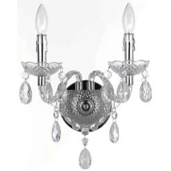 Naples 13 in. 2-Light Clear/Chrome Wall Sconce by AF Lighting