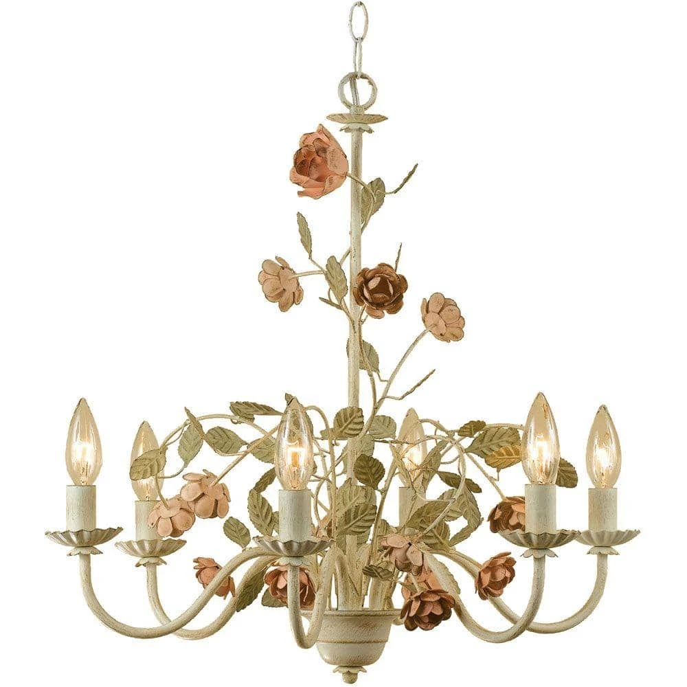 Ramblin' Rose 6-Light Cream Chandelier by AF Lighting 2 Ramblin' Rose 6-Light Cream Chandelier by AF Lighting