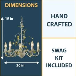 Grace 5-Light Cream Star Flower Chandelier by AF Lighting -Deals BEYOND LED TECHNOLOGY Store cream hand painted flowers af lighting chandeliers 7046 5h 40 1000