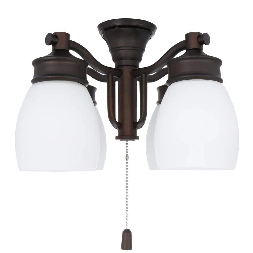 4-Light Maiden Bronze Ceiling Fan Fixture with Cased White Glass by Casablanca 8 4-Light Maiden Bronze Ceiling Fan Fixture with Cased White Glass by Casablanca - Image 6
