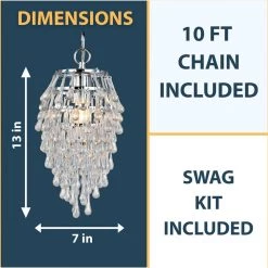 Crystal Teardrop 1-Light Chrome Mini Chandelier by AF Lighting -Deals BEYOND LED TECHNOLOGY Store polished chrome clear glass af lighting chandeliers 4950 1h 4f 1000