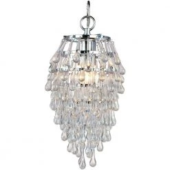 Crystal Teardrop 1-Light Chrome Mini Chandelier by AF Lighting