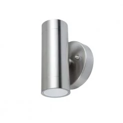 2-Light Brushed Stainless Steel Outdoor Integrated LED Wall Lantern Sconce by LUTEC