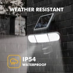 Triple-Head 1800 Lumen 180° White Motion Sensing Outdoor Integrated LED Solar Flood Light by LUTEC -Deals BEYOND LED TECHNOLOGY Store white lutec flood lights 6934503331 4f 1000